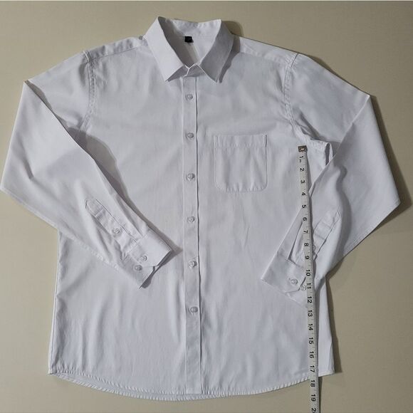 Zeroyaa Men's White Button-Down Cotton-blend Dress Shirt - Picture 7 of 14